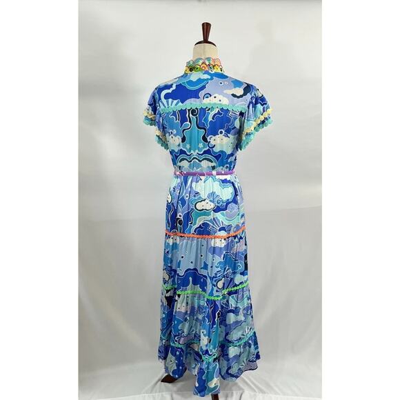 CELIAB Celia B Sz M Medium Blue Floral Adhara Midi Dress - Picture 5 of 12